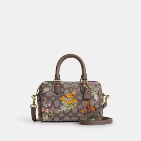 Mini Rowan-crossbodytas in kenmerkend jacquard met bloemenborduursel