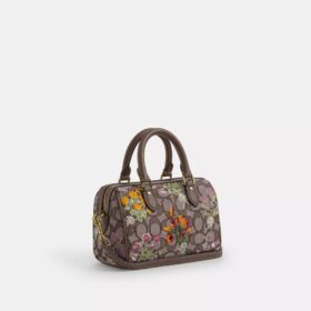 Mini Rowan-crossbodytas in kenmerkend jacquard met bloemenborduursel