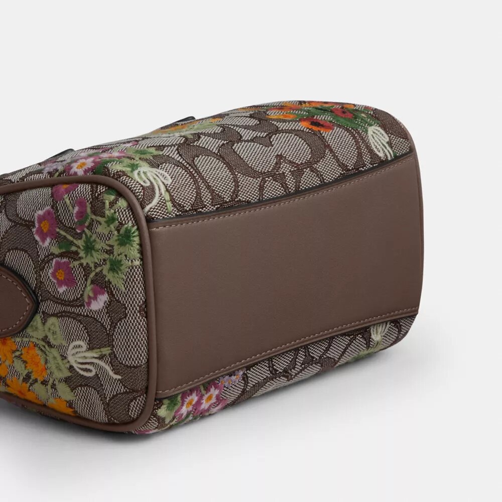 Mini Rowan-crossbodytas in kenmerkend jacquard met bloemenborduursel