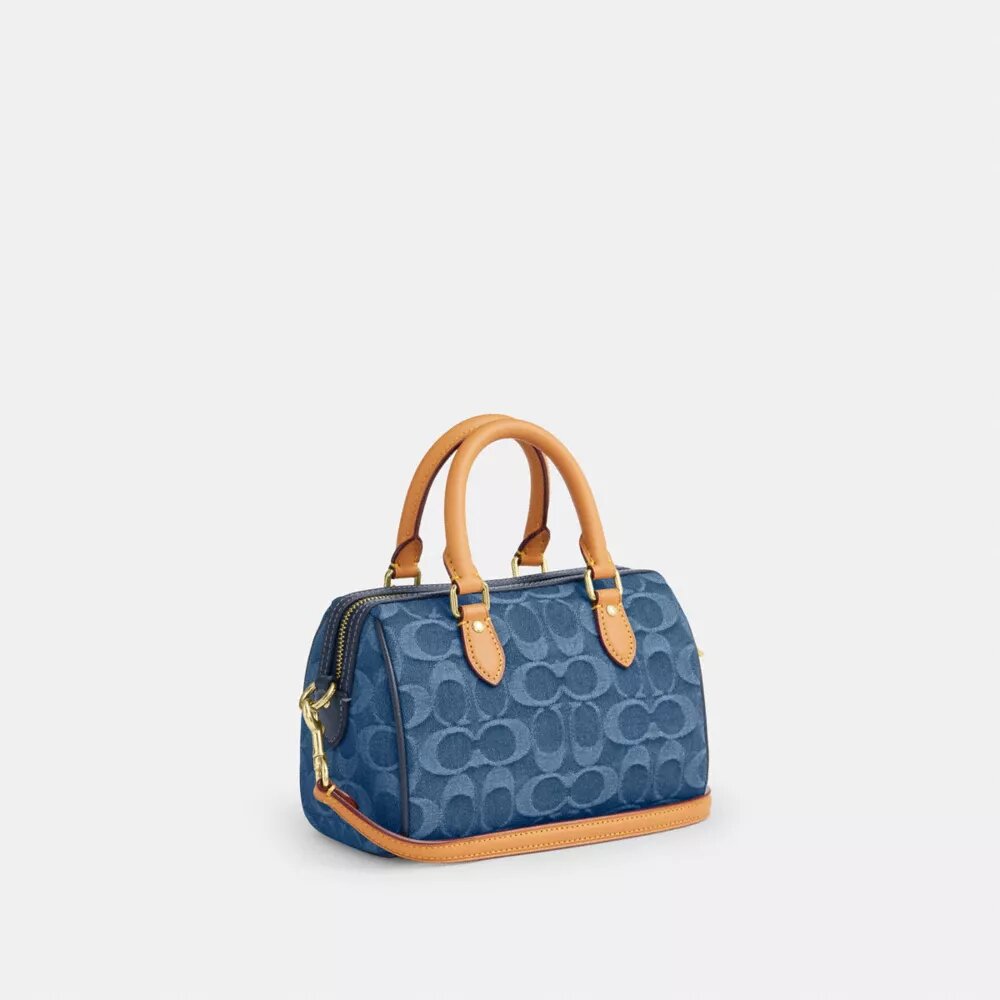 Mini Rowan crossbodytas in kenmerkende denim