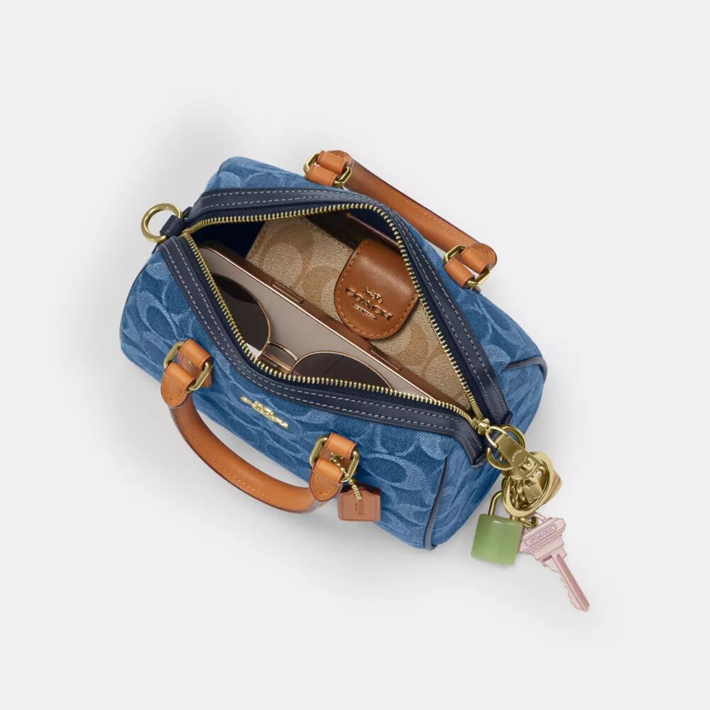 Mini Rowan crossbodytas in kenmerkende denim