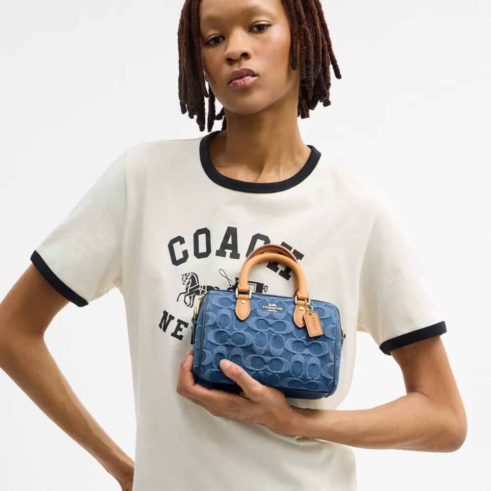 Mini Rowan crossbodytas in kenmerkende denim