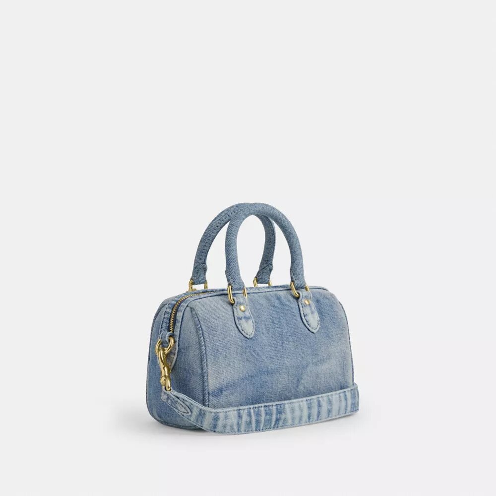 Mini Rowan-crossbodytas in ‘Loved Denim’ met bedels