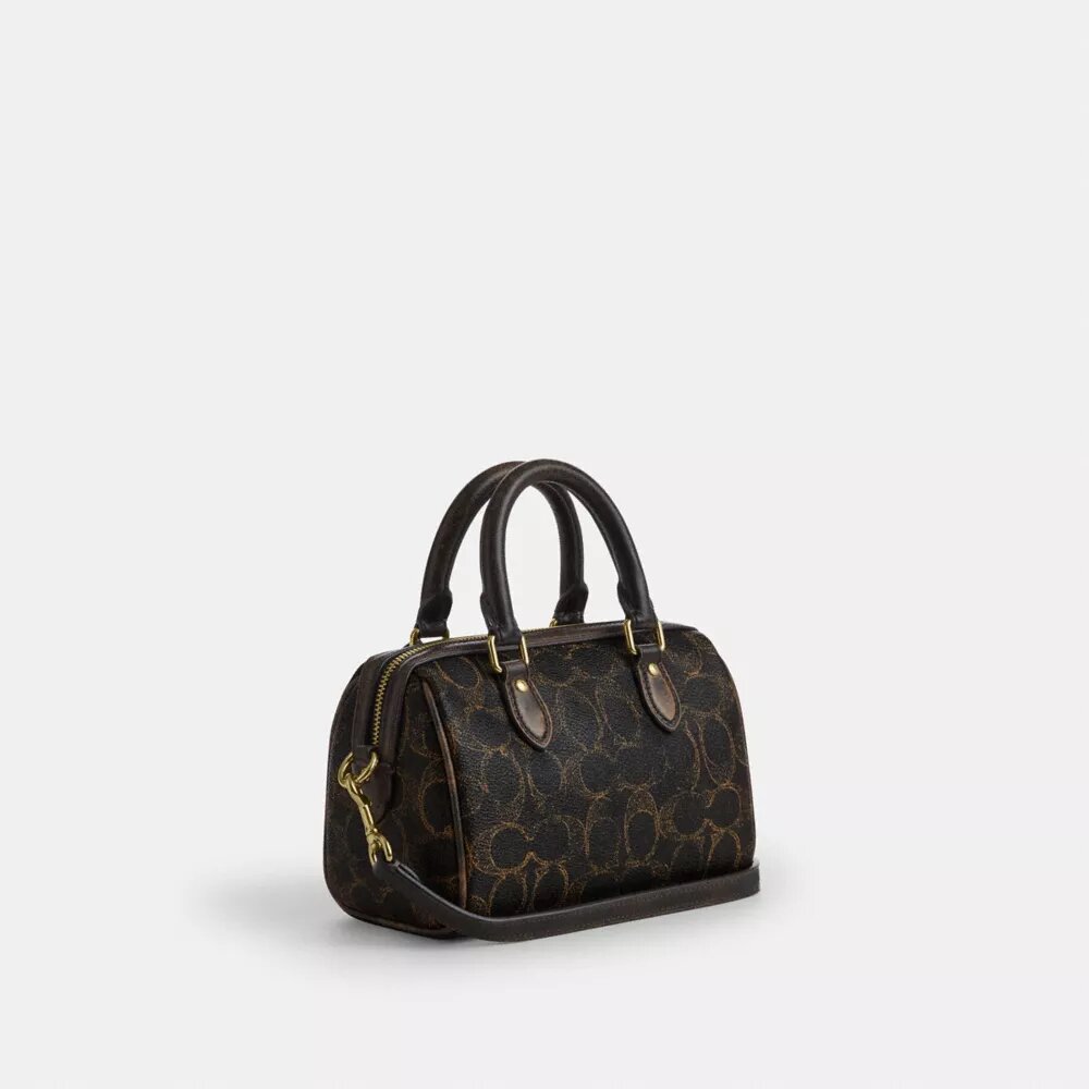 Mini Rowan-crossbodytas van ‘Loved’ Signature Canvas met bedels