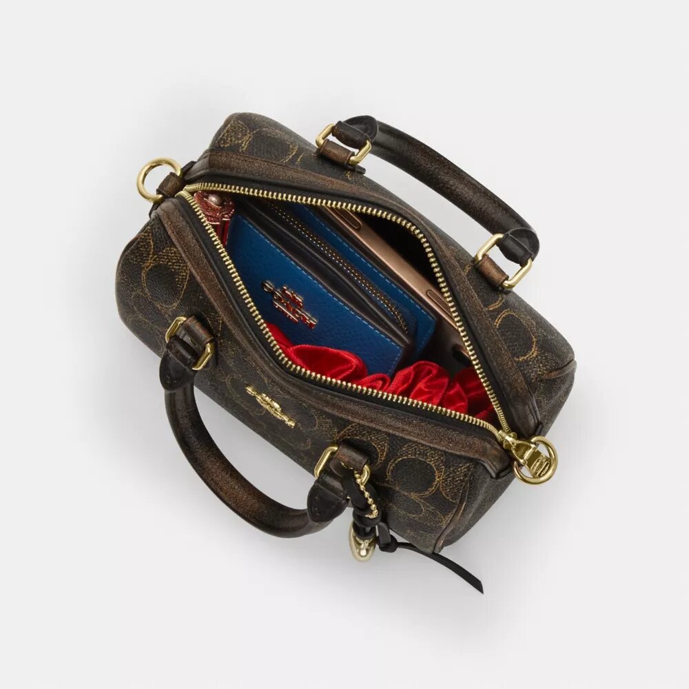 Mini Rowan-crossbodytas van ‘Loved’ Signature Canvas met bedels