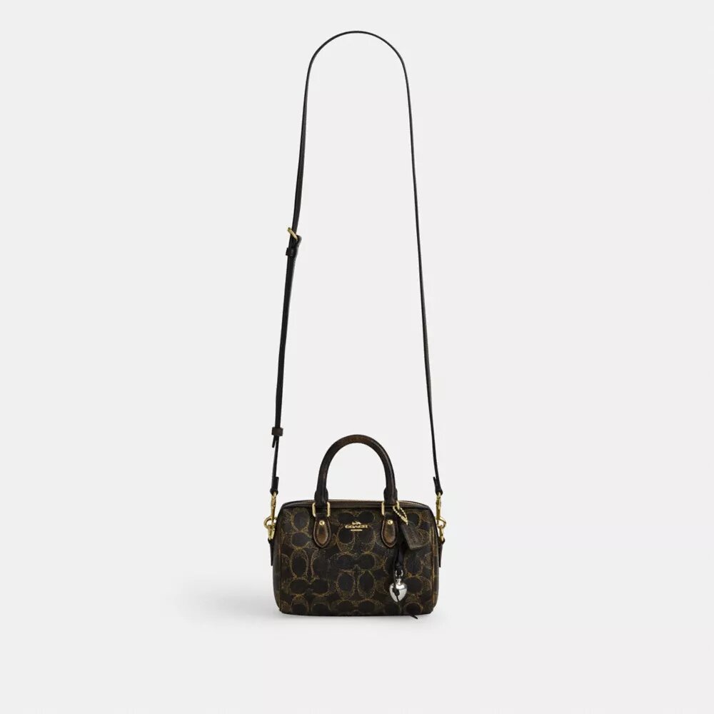 Mini Rowan-crossbodytas van ‘Loved’ Signature Canvas met bedels