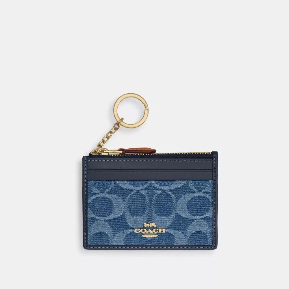 Mini Skinny ID-etui in Signature Denim