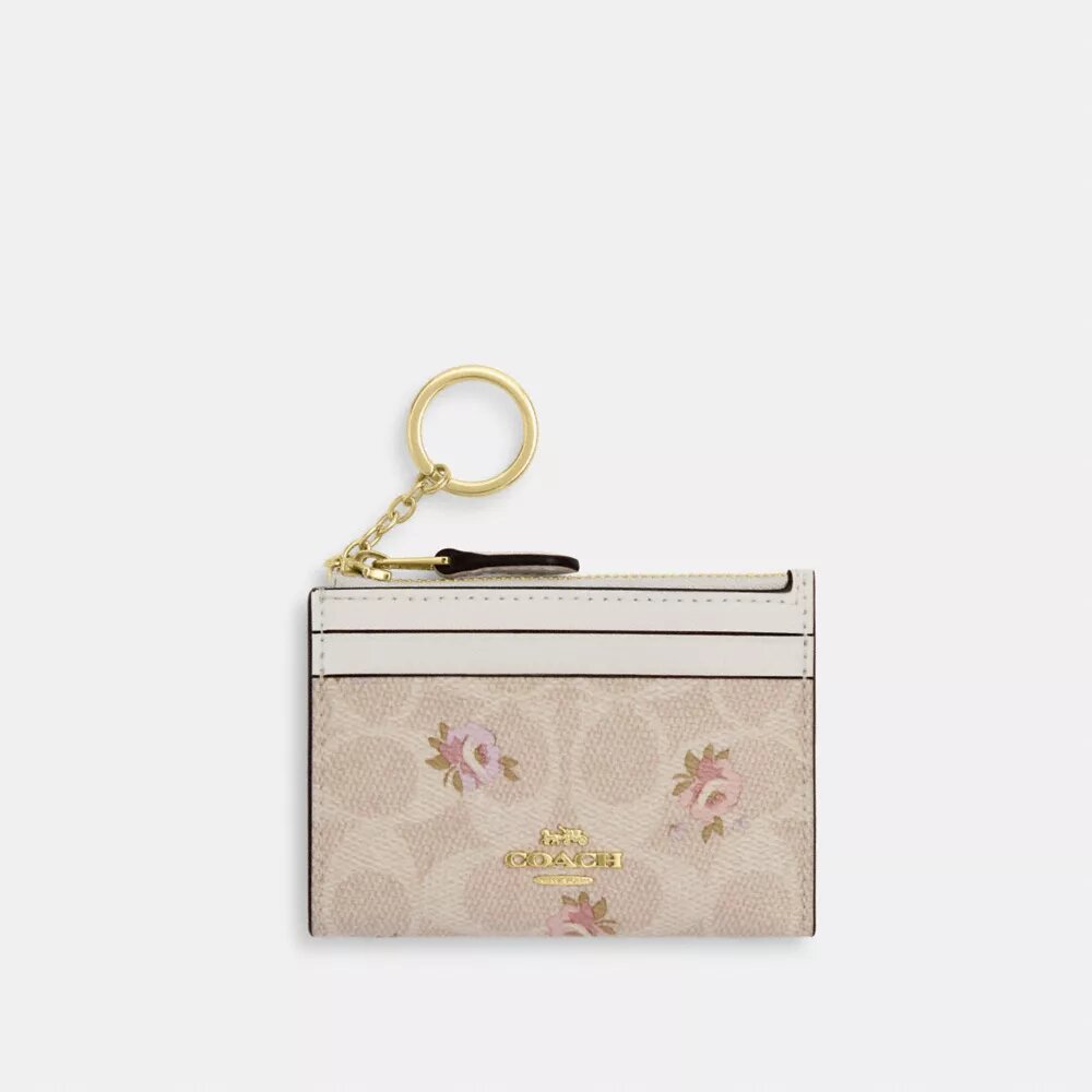 Mini Skinny ID-hoesje van Signature Canvas met bloemenprint