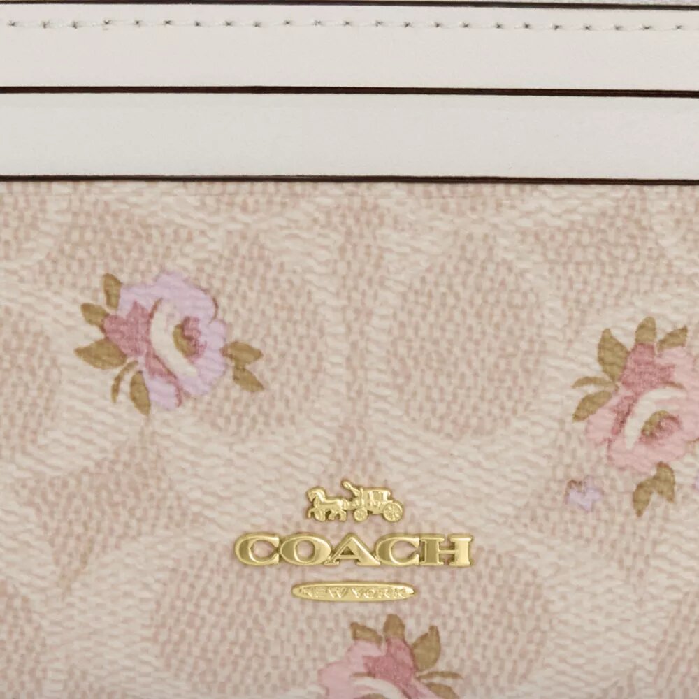 Mini Skinny ID-hoesje van Signature Canvas met bloemenprint