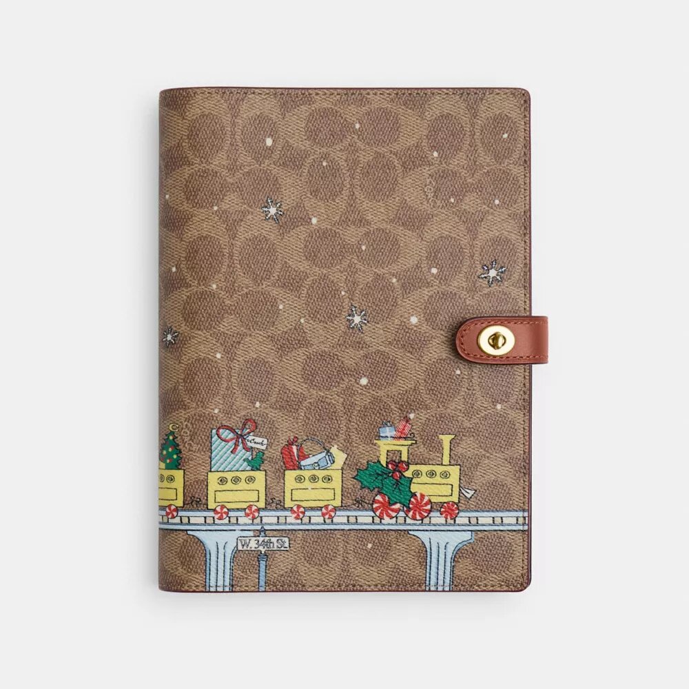 Notitieboekje van Signature Canvas met kersttrein