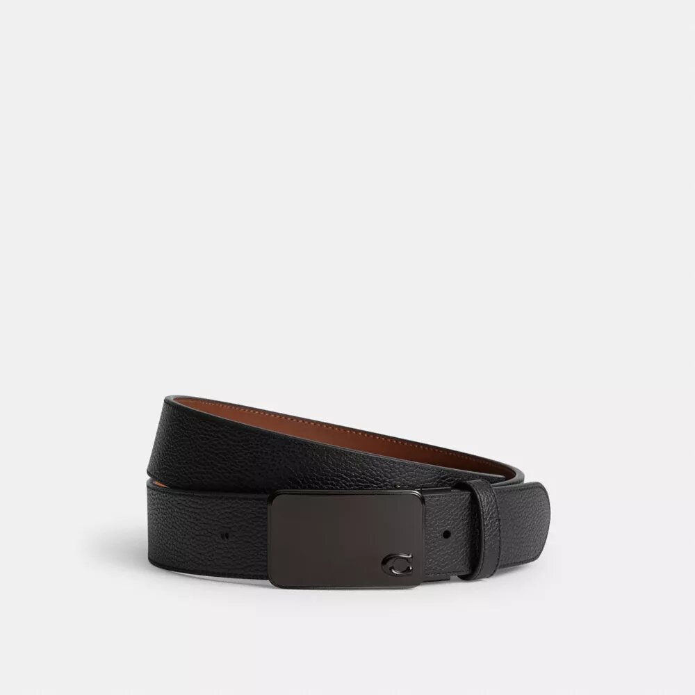 Op maat te knippen omkeerbare riem met kenmerkende plaquetgesp, 38 mm