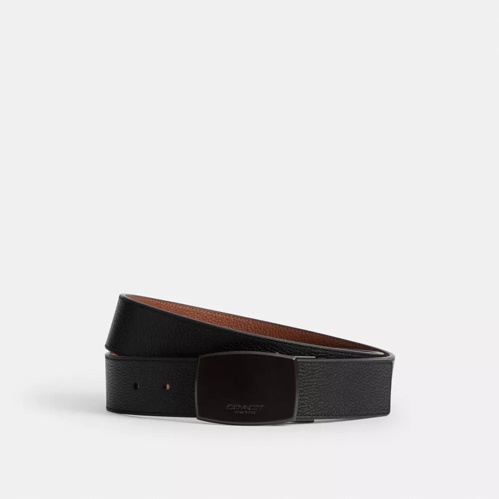 Op maat te knippen, omkeerbare riem met plaquette en harnasgesp in doos, 38 mm