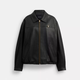 Oversized leren jas met Heritage C-plaquette