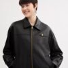Oversized leren jas met Heritage C-plaquette