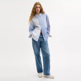 Oxford-overhemd van gerecycled katoen in patchworkstijl