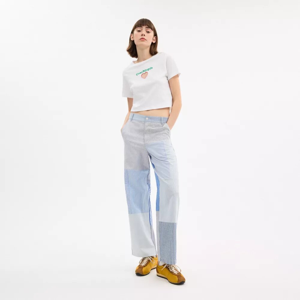 Patchwork gestreepte broek