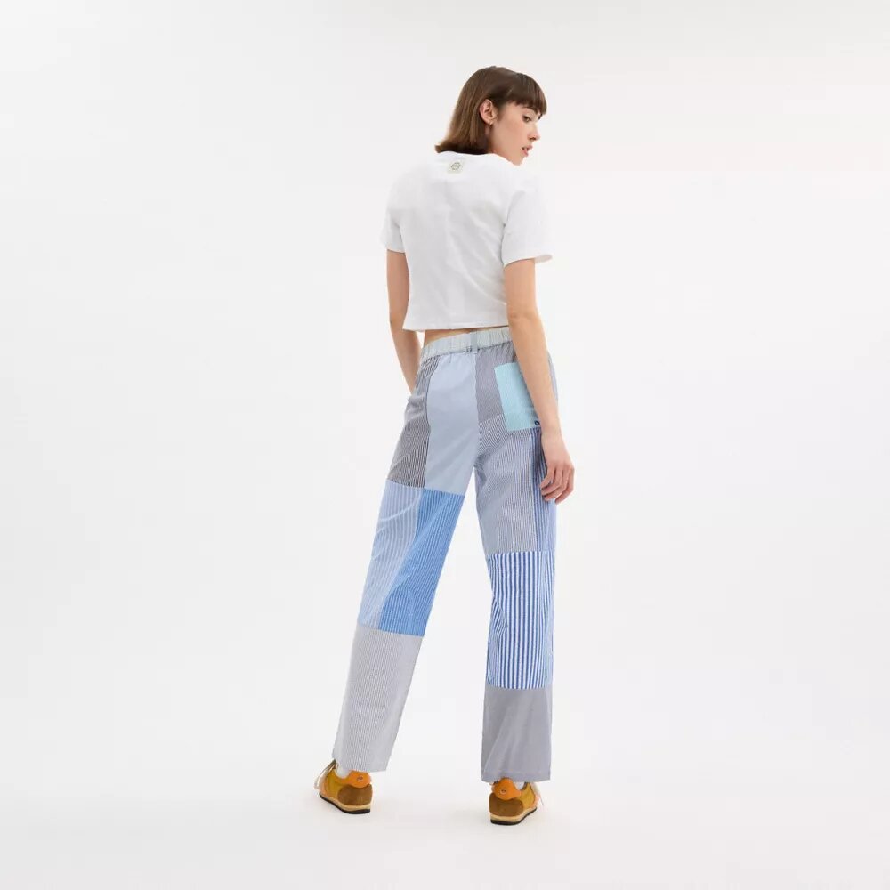 Patchwork gestreepte broek