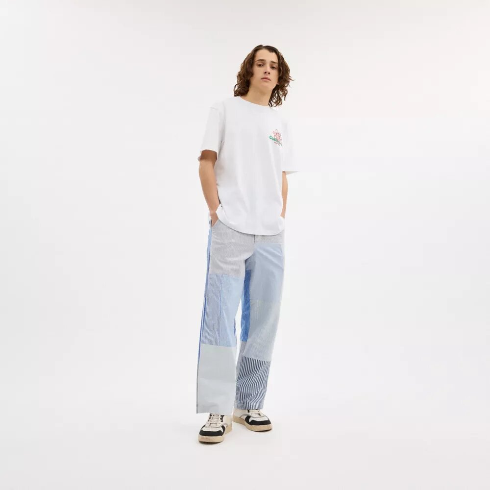 Patchwork gestreepte broek
