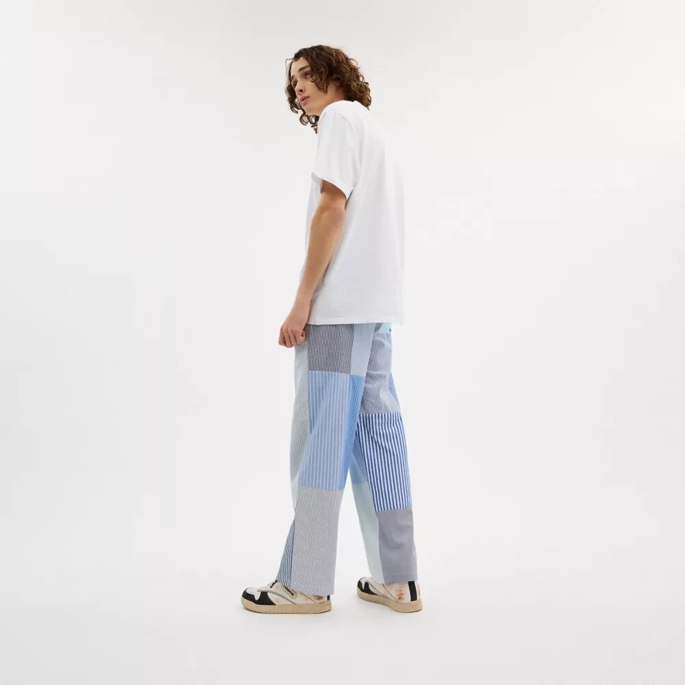 Patchwork gestreepte broek