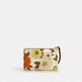 Polsbandtasje met rits in de hoek en bloemenprint