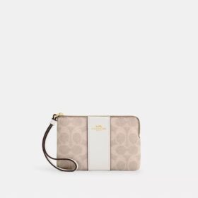 Polsbandtasje met rits in de hoek van Signature Canvas met streep