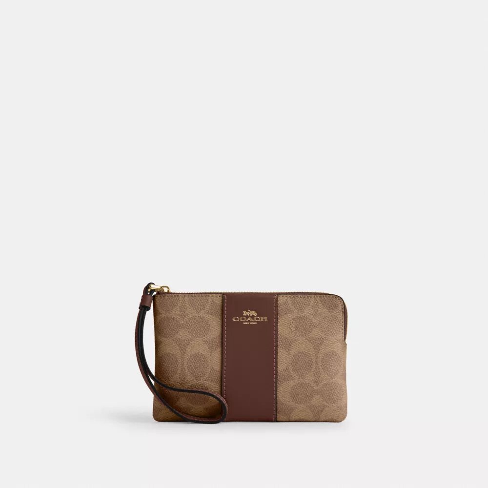 Polsbandtasje met rits in de hoek van Signature Canvas met streep