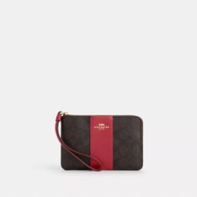 Polsbandtasje met rits in de hoek van Signature Canvas met streep