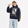 Relaxte Hoodie met dinosauruscollage van biologisch katoen