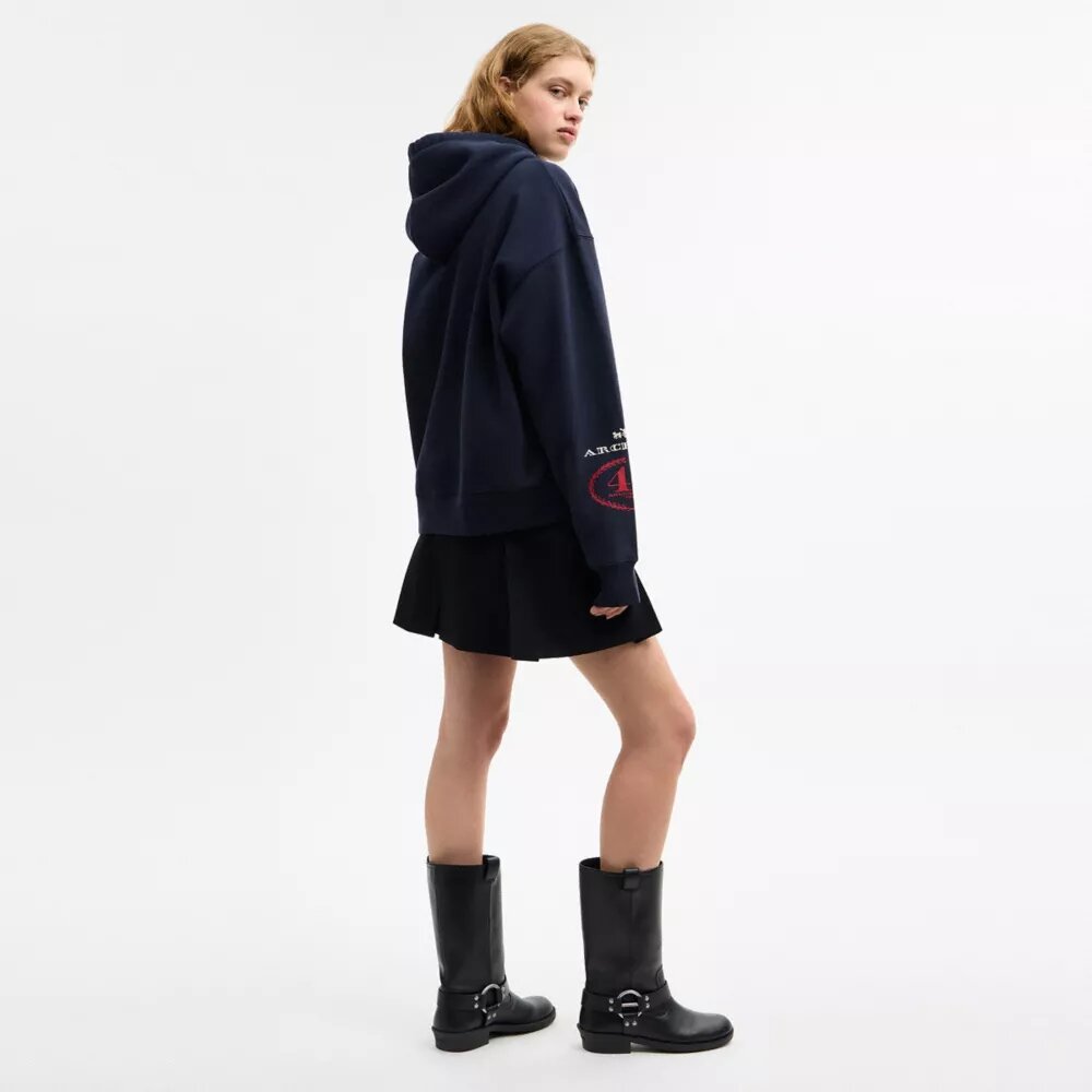 Relaxte Hoodie met dinosauruscollage van biologisch katoen