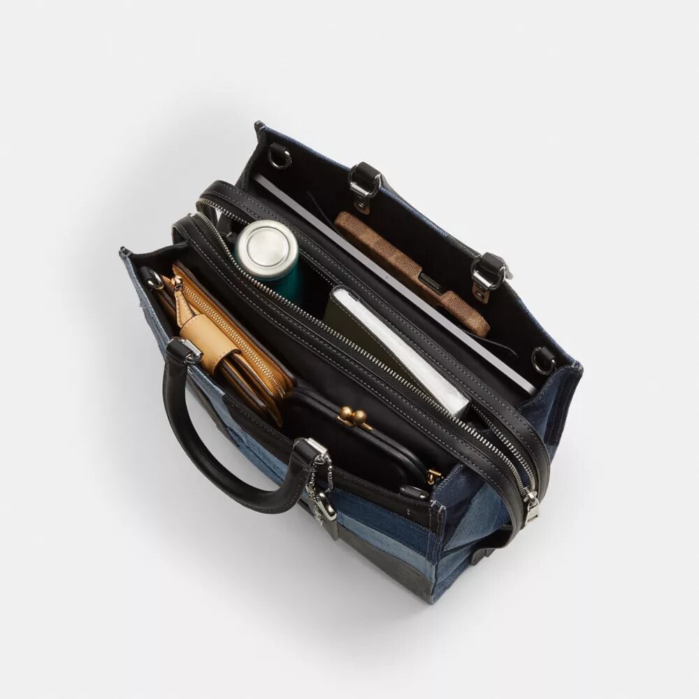 Rogue-tassen met patchwork van hergebruikt denim