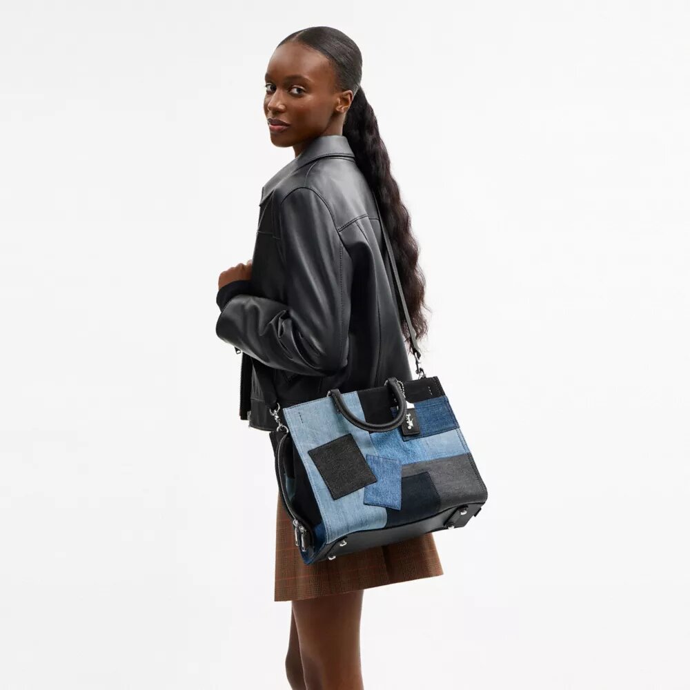 Rogue-tassen met patchwork van hergebruikt denim