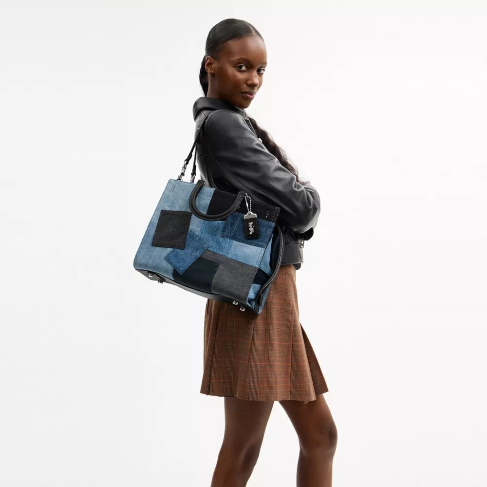 Rogue-tassen met patchwork van hergebruikt denim