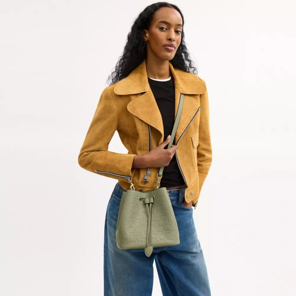 Rowan-bucketbag van kenmerkend leer