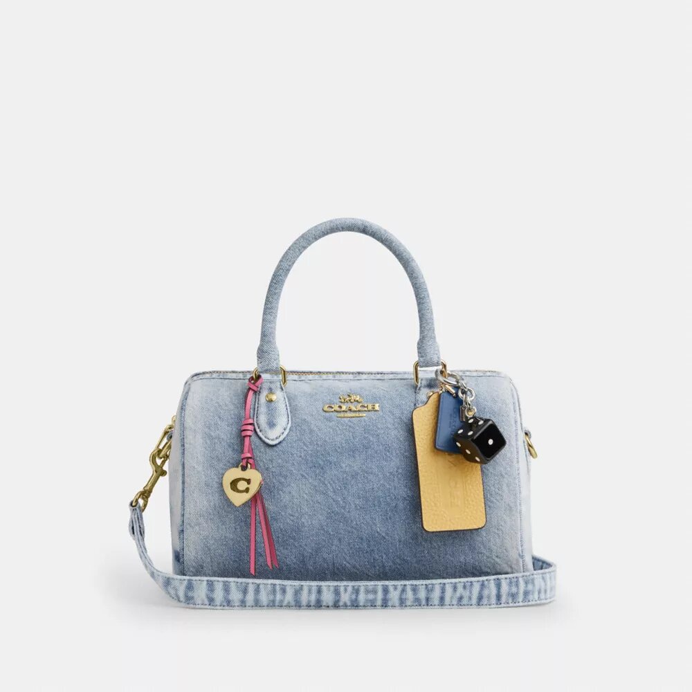 Rowan-satcheltas in 'Loved Denim' met bedels
