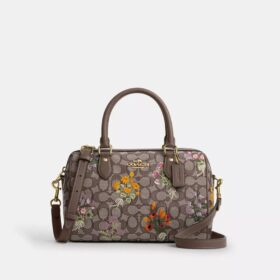 Rowan-satcheltassen in kenmerkend jacquard met bloemenborduursel