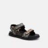 Sandalen met dubbele bandjes in kenmerkend jacquard