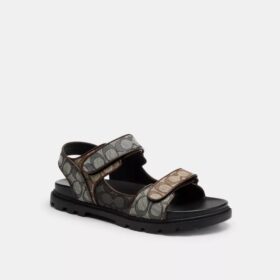Sandalen met dubbele bandjes in kenmerkend jacquard
