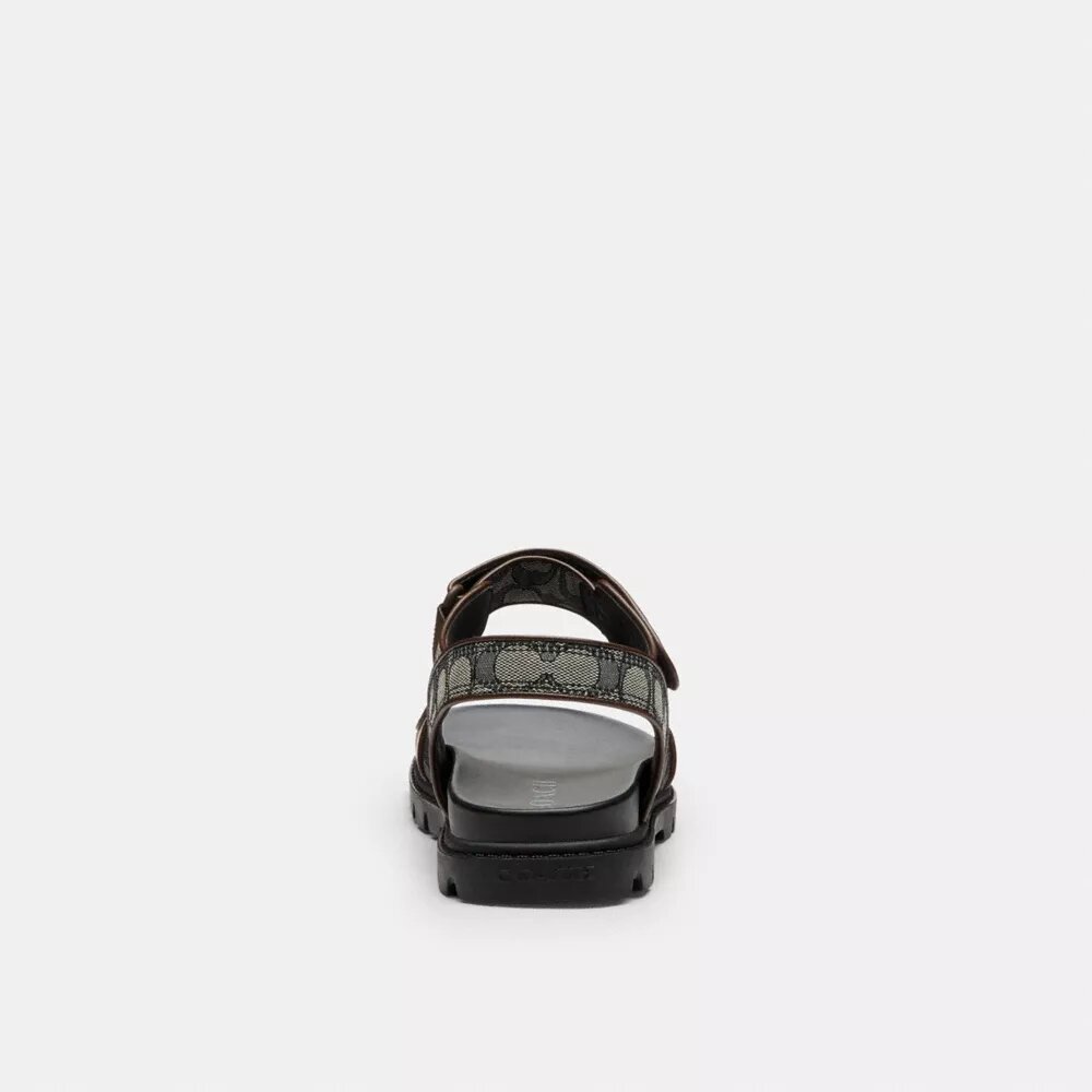 Sandalen met dubbele bandjes in kenmerkend jacquard