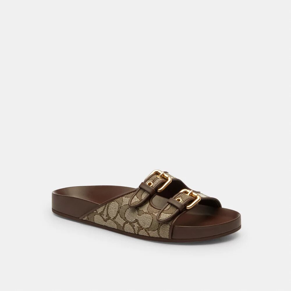 Sandalen met gesp en jacquard