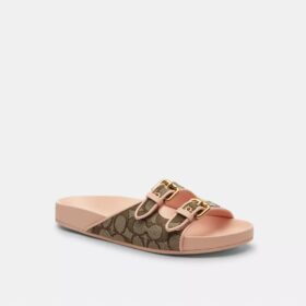 Sandalen met gesp en jacquard