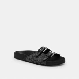 Sandalen met gesp en jacquard