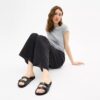Sandalen met gesp en jacquard