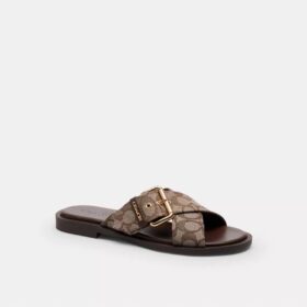 Sandalen met gespen in kenmerkend jacquard