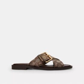 Sandalen met gespen in kenmerkend jacquard