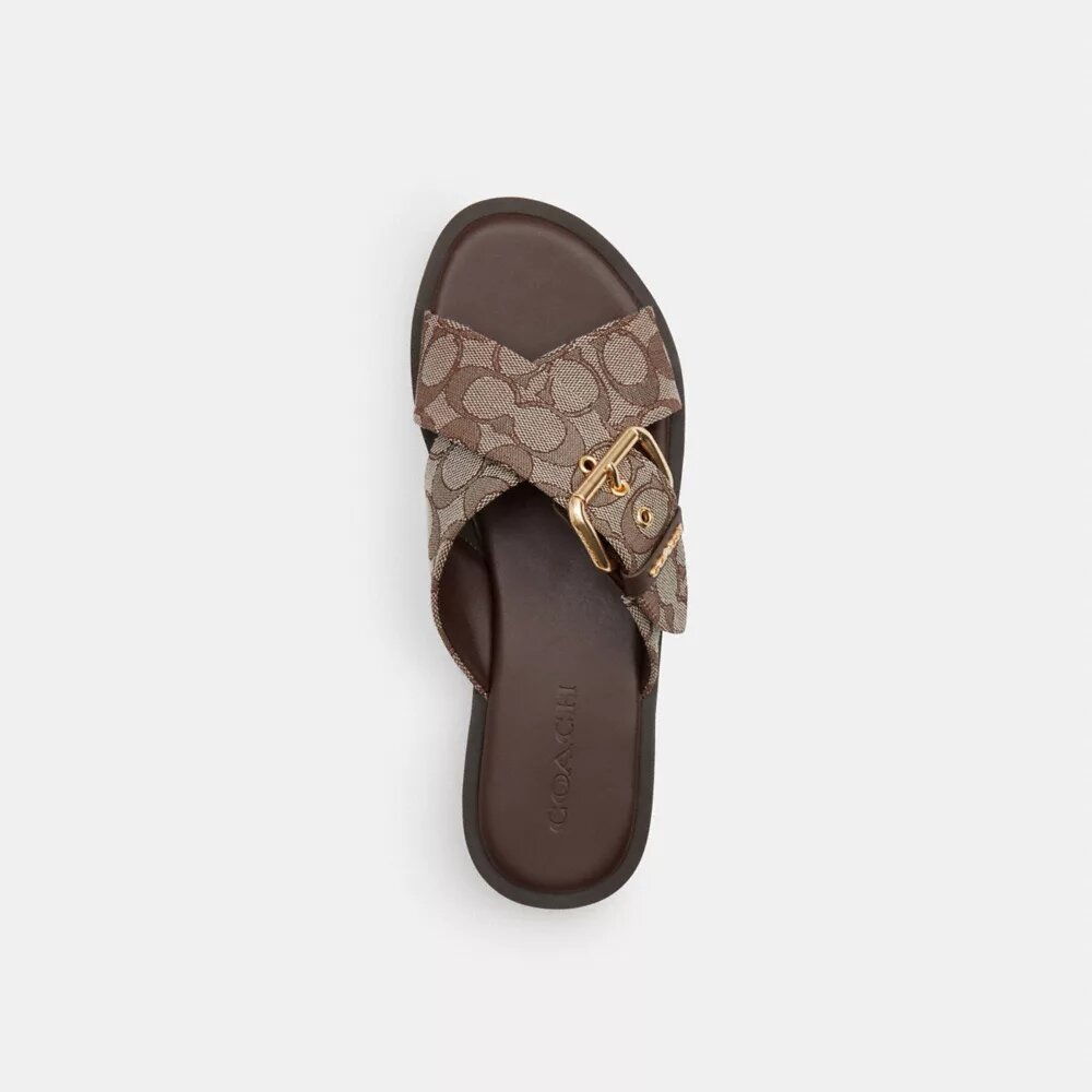 Sandalen met gespen in kenmerkend jacquard