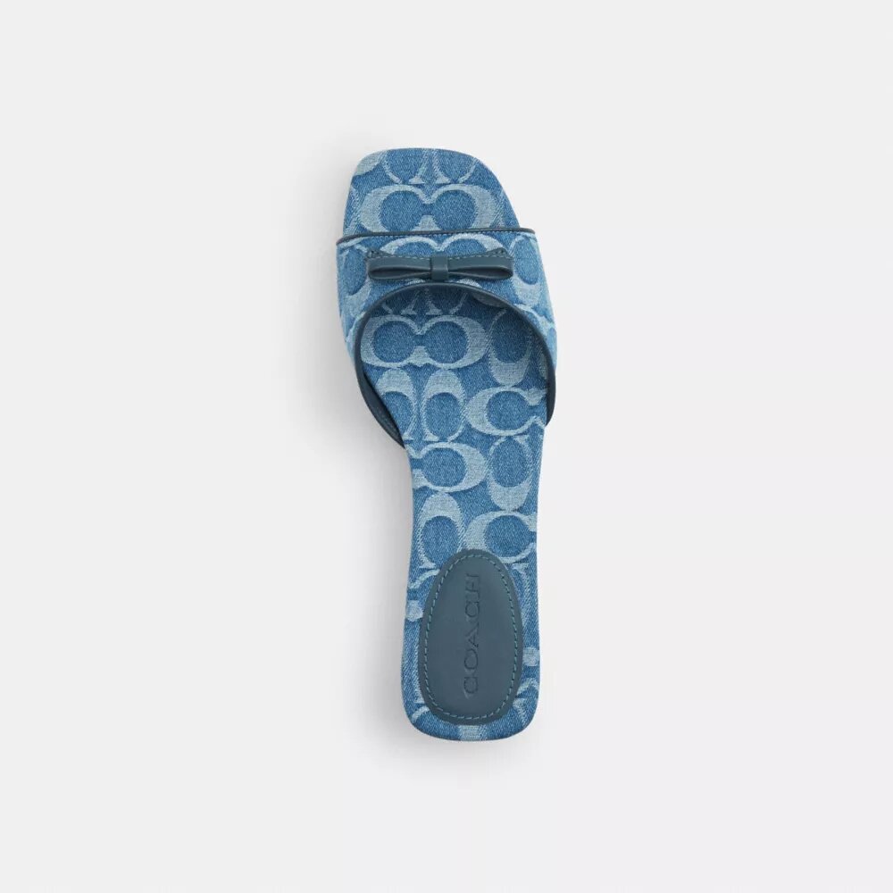 Sandalen met hak en strik in kenmerkend denim