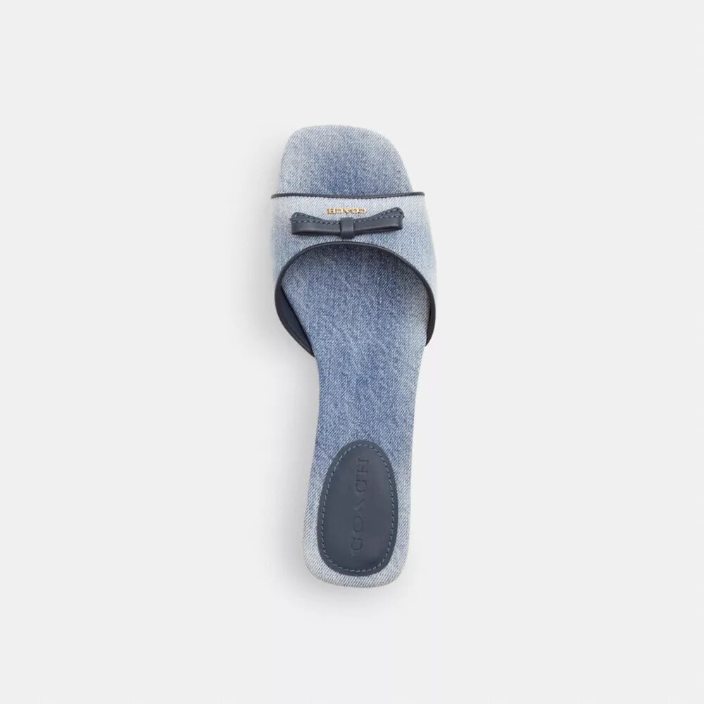 Sandalen met hak en strik in Loved Denim