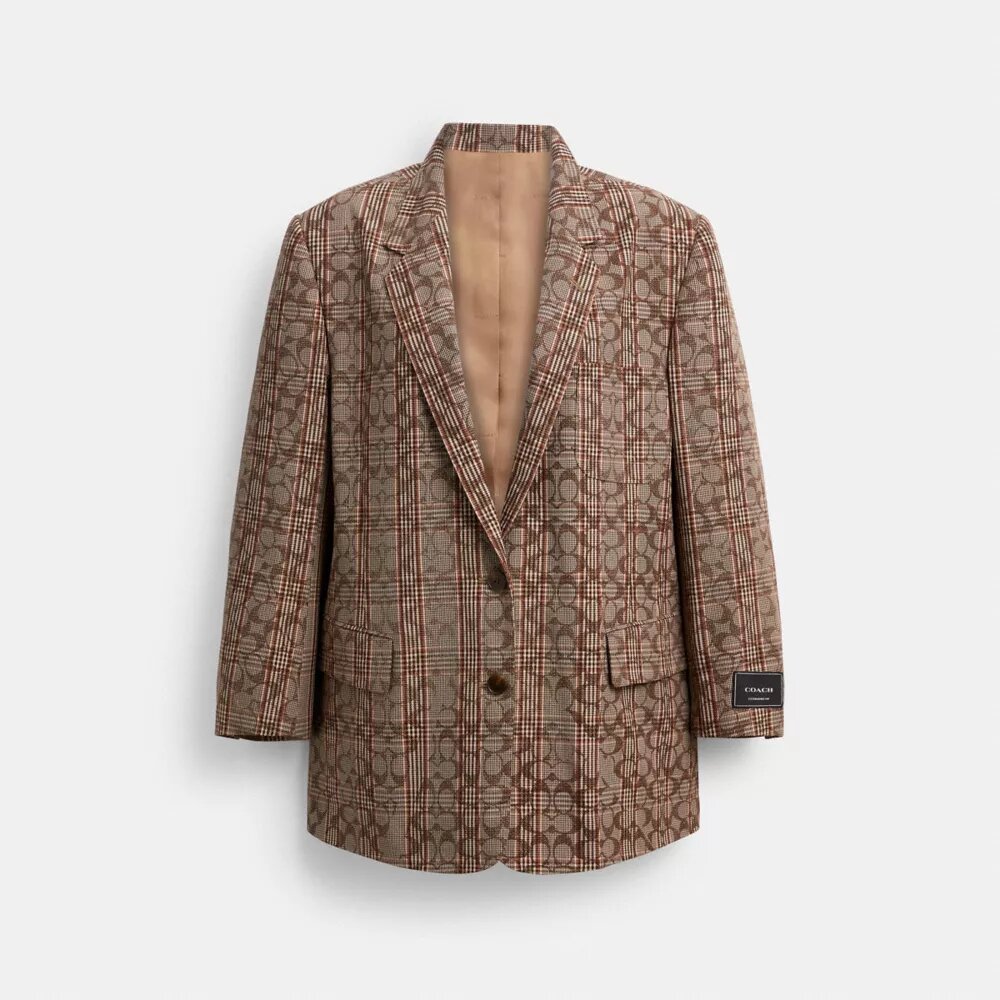 Signature C geruite Blazer met enkele rij knopen