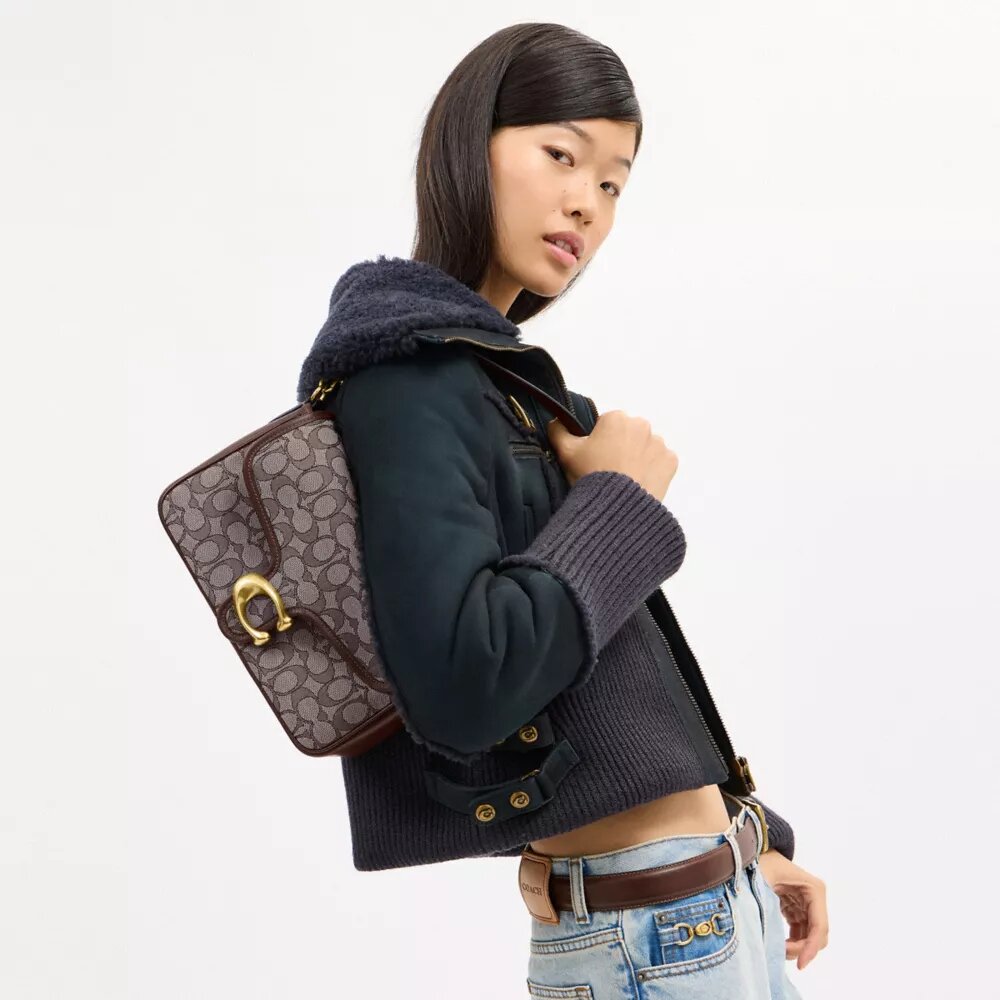 Soft Tabby-schoudertas in kenmerkend jacquard