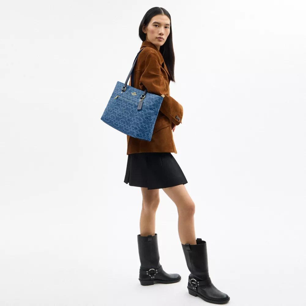 Station Tote bag van kenmerkend denim
